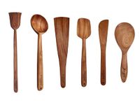 POSHIO® Spatula Set for Kitchen | Neem Wood Compact Turner/Spatula/Ladle for Cooking Dosa/Roti/Chapati & Serving | Kitchen Tools | Naturally Antibacterial (Set of 6)