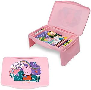 Peppa Pig Kids Lap Desk with Storage - Folding Lid and Collapsible Design - Portable for Travel or use in Bed at Home - Great for Writing, Reading or Other School Activities