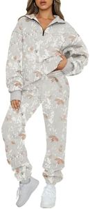 AUTOMET Women's Sweatsuits 2 Piece Outfits Lounge Sets Long Sleeve Half Zip Camo Sweatshirts and Baggy Sweatpants with Pockets CGrey XS