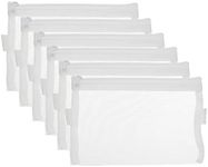 HYFAN Zipper Files Bag Breathable Transparent Mesh Documents Pocket Pouch Storage for Office School Supplies (White, A5 Size, Pack of 6)