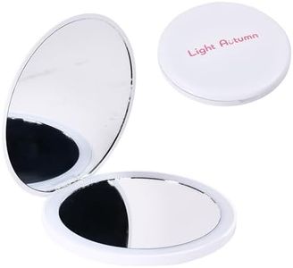 Light Autumn Compact Small Mirror with LED Light - Mini Mirror LED with 10X Magnification - Plastic Compact Mirror with Light for Makeup Application - Travel Accessories for Women - 3.5"x0.6", White