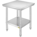 VEVOR 24 x 24 x 32 Inch Stainless Steel Work Table Commercial Kitchen Prep & Work Table Heavy Duty Prep Worktable Metal Work Table with Adjustable Feet for Restaurant, Home and Hotel