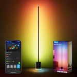 Govee LED Floor Lamp RGBIC, Dimmable Standing Lamp 152cm Work with Alexa and Matter, APP and Remote Control, Music Sync, Multicolour Scene Modes, Black Corner Floor Lamps for Living Room, Bedroom