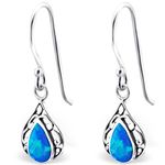 The Goldmine - 925 Sterling Silver and Blue Opal Drop Earrings