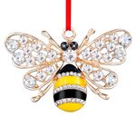 FLYAB Metal Bee Christmas Ornaments 2024 Bee Ornaments for Christmas Tree Bumble Bee Decor Honey Bee Christmas Ornaments Gifts for Women Girls Mom Sisters Bee Lovers