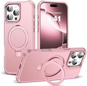 SKYLMW Compatible with iPhone 16 Pro Max Case with Invisible Magnetic O-Ring Stand Military-Grade Case for iPhone 16 ProMax 6.9" [Compatible with Mag-Safe][Great Grip Feeling], Rose Gold
