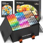 Shuttle Art 205 Colors Dual Tip Alcohol Markers, 204 Colors Permanent Marker Plus 1 Blender 1 Marker Pad 1 Case and Color Chart for Kids Adult Artist Drawing Coloring Books Sketching Card Making