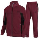 TBMPOY Men's Tracksuits Sweatsuits for Men Set Track Suits 2 Piece Casual Athletic Jogging Warm Up Full Zip Sweat Suits, 03 Wine Red, XL