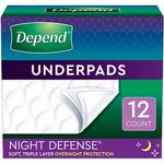 Depend Disposable Waterproof Underpads (Formerly Bed Protectors) for Incontinence, Overnight Absorbency, 12 Count