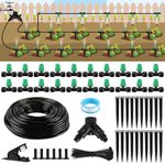 Kalolary 75FT Quick-Connect Drip Irrigation System Kit, Automatic Garden Watering System with 1/4" Tubing & Atomizing Nozzle Automatic Irrigation Equipment for Raised Garden Beds Greenhouse Lawn