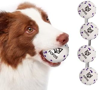 FOFOS Dog Toys Dog Balls Chew Toys Tennis Ball for Aggressive Chewers Durable Teething Molar Toys Water Toy Interactive Fetch Balls Gift Set for Large Dog Medium Dog and Puppies (4 Pack-White)