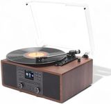 Steepletone Austin Music Centre with Vinyl Record Player, CD Player, DAB+ Radio, Internet Radio & MP3 USB/SD ENCODING Compact Music Centre, Bluetooth, AUX, Full Function Remote Control. Wood Effect