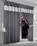 Olivia Rocco Diamante Blackout Eyelet Curtains With Tie Backs Black Out Thermal Ring Top Curtain Pair Window Dressing, 90" (Width) x 90" (Drop) Charcoal