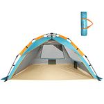 Beach Tent Pop Up Sun Shelter Large - Portable Tente de Plage Anti-UV Beach Shade Tents 4 Person Easy Setup Sun Shade Beach Tent Travel for Adults Kids,by ZOMAKE