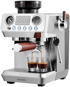 SHARDOR 20 Bar Espresso Machine with Built-In Grinder, Stainless Steel | 45 Settings, Steam Wand, PID Temperature Control, 194-204°F, Cold&Hot Brew Mode, Cappuccino & Latte& Americano, 60.9 oz Tank