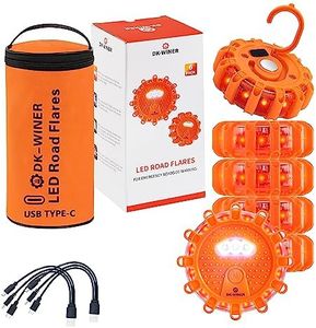 DK-WINER LED Road Flares 6Pack Roadside Emergency car kit Emergency Road Flares Kit with Magnetic Base for Vehicles & Boat | 9 Flash Modes(with Batteries) (6pack rechargeable)