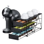 Coffee Pod Holder for Dolce Gusto, 42 Capsules Storage Drawer, 3 Tier Thick Metal Coffee Pod Storge, K Cup Pods Organizer Drawer with Non-Slip Feet for Small Space Counters