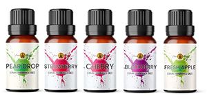 Fruit Fragrance Oil Set 5 x 10ml | for Diffuser Refill, Wax Melts, Candle Making, Soaps, Perfume | Pear, Apple, Strawberry, Cherry and BlackBerry