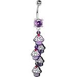 BodyJewelryOnline Belly Button Ring - Purple Cupcake Dangle 14ga 316L Surgical Steel