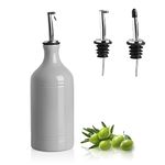 Sweejar Home Porcelain Olive Oil Dispenser Bottle, Opaque Oil Cruet Protects Oil To Reduce Oxidation, Suitable For Storage Of Oil, Vinegar, Soy Sauce And Other Liquids, 1 Piece, 460ml(Gray)