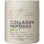 Sports Research Collagen Peptides Organic Matcha - Hydrolyzed Type 1 & 3 Collagen Powder Protein Supplement for Healthy Skin, Nails, Bones & Joints