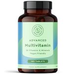 Multivitamins & Minerals - 180 Vegan Multivitamin Tablets for Men and Women - 26 Essential Active Vitamins & Minerals with Vitamin D, B12, VIT C, Magnesium and Zinc - Made in The UK - Alpha Foods