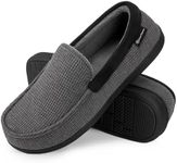 EverFoams Men's Comfort Memory Foam Moccasin Slippers Breathable Terry Cloth House Shoes with Anti-Skid Rubber Sole Grey 9 UK