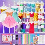 Anpro 650+ Pcs Fashion Designer Kit for Girls with 2 Mannequins, DIY Arts & Crafts Kit for Girls, Doll Clothes Making Sewing Kit- Teen Girls Kids Birthday Gift Present Age 6-12+