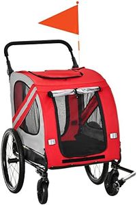 Aosom 2-in-1 Pet Bike Trailer for Small Dogs, Road-Visibility Bicycle Stroller, Weather-Strong Bike Wagon Trailer Sidecar Attachment, Red