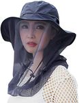 Mosquito Head Net Hat, Safari Hat Breathable Sun Hat, Beekeeper Hat with Veil Net Mesh Protection from Insect Bug Bee Mosquito Gnats for Women Outdoor Fishing Gardening Hiking Travel (Navy Blue)