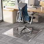[Tempered Glass] 91 x 91cm Beveled Edge Glass Chair Mat with Polished Edge Clear Office Chair Mat, Glides Smoothly, Suitable for Carpet or Hardwood Floors