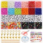 3000PCS 4mm Glass Seed Beads Bracelets Making Kit，600pcs Alphabet Letter Beads for Jewelry Making and Crafts with Elastic String Cords，extended chain, Lobster Clasps and Other Craft DIY Material