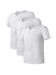 DAVID ARCHY Men's Cotton Undershirts T-Shirt Fit Moisture-Wicking V-Neck Plain Super Soft Tees for Men, 3 Pack (L, White)