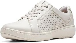 Clarks Women's Caroline Ella Sneaker, White Leather, 9.5