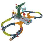 Thomas & Friends Motorized Train Set, Talking Cranky Delivery Set, Battery Powered Toy Train & Crane with Songs & Sounds, UK English Version, HRB37