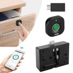 Bluetooth Fingerprint Cabinet Lock, Smart Biometric Cabinet Lock, Keyless Hidden File Drawer Wardrobe Lock, Child Safety Electric Fingerprint Lock, DIY Wooden Furniture Privacy Lock (Plastic)