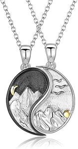 Redsun Yin Yang - Collar de plata de ley 925 con colgante de sol y luna BBF para mujer, hombre, amigos, pareja, Plata esterlina