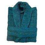 Slumber Nights Cotton Terry Towelling Bathrobe Unisex Dressing Gown Men Women Super Absorbent (Teal)