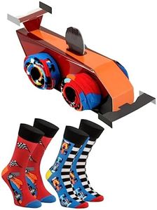 Rainbow Socks - Hombre Mujer Divertidos Coche de Carreras Kart Calcetines - Para los Fanáticos de las Carreras - 2 Pares - Talla 41-46
