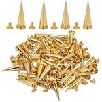 BUYGOO 50 Sets Cone Spikes Screwback Studs, Spike Rivets, Croc Studs, Gold Studs and Studs Punk Spikes for DIY Leather Crafts and Clothing (10 X 29mm)