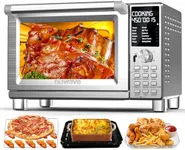 Nuwave Bravo Pro Smart Toaster Oven Countertop, True Air Fryer Combo w/Improved 100% Convection, 35% Crispier, 112 Presets, Customizable Pizza Zones, Integrated Probe, PFAS Free, 30QT, Stainless Steel