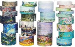 YUBX Landscape Washi Tape Set in Oil Painting Style 24 Rolls Scenery Drawing Masking Graphic Decorative Tapes for Arts, DIY Crafts, Journals, Planners, Scrapbook, Wrapping