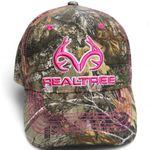 Realtree Pink Logo Camo Cap Hat Visor for Women, RT Edge, Structured, Mid Profile, Precurved Visor, Q-3 Wicking Sweatband, Camo, One Size-L (CustomCamoCap-11121)