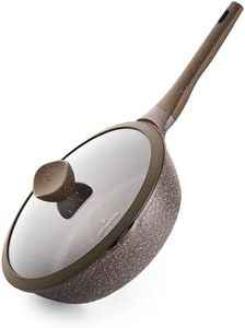 JUST PERFECTO Sarten Honda Antiadherente, Wok Induccion con Tapa de Vidrio, Sartenes Antiadherentes Apta Para Todo Tipo de Cocina Frying Pan Piedra Aluminio Fundido, Sartenes sin Toxicos