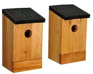 Traditional Wooden Birds Nest Box Bird House Pack of 2