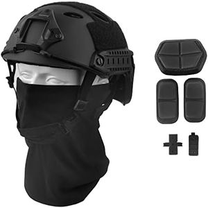 LOOGU Fast PJ Base Jump Tactical Helmet for Airsoft with 12-in-1 Headwear