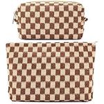 ZLFSRQ 2Pcs Checkered Makeup Bag fo