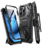 i-Blason Armorbox Case for iPhone 14 Pro 6.1 inch (2022 Release) with Kickstand & Belt Clip Holster, Full Body Protective Bumper Case with Built-in Screen Protector (Black)