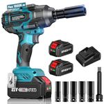 Seesii 1000N.m(740ft-lbs) Cordless Impact Wrench, 1/2 High Torque Impact Gun w/ 2 x 4.0Ah Batteries, Fast Charger & 5 Sockets, Electric Impact Variable Speeds for Car Truck Mower