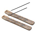 Wooden Incense Stick Holder – Handmade Incense Stick burner painted by Artisans – Ideal for Aromatherapy, Meditation, Yoga – Ornamental piece for Home, Office Decor - Pack of 2 (White)